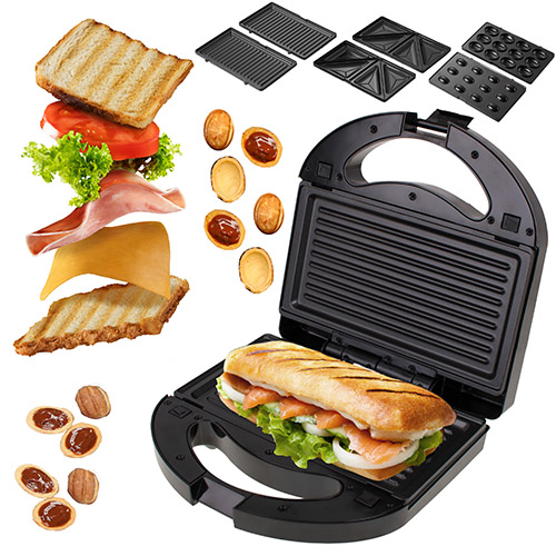 Opiekacz 3w1 z wymiennymi płytkami - grill, tosty, ciasteczka CR 3063