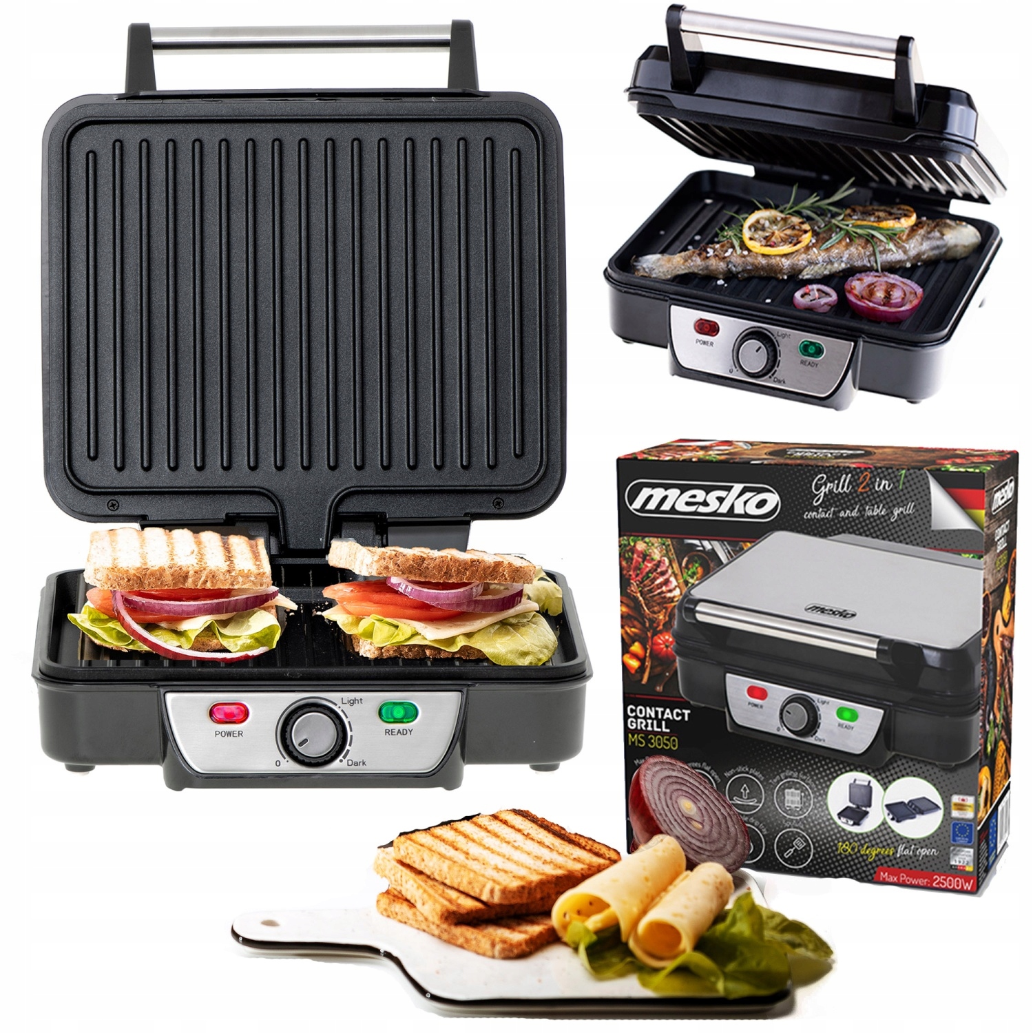 Grill elektryczny z powłoką teflonową 2500W MS 3050