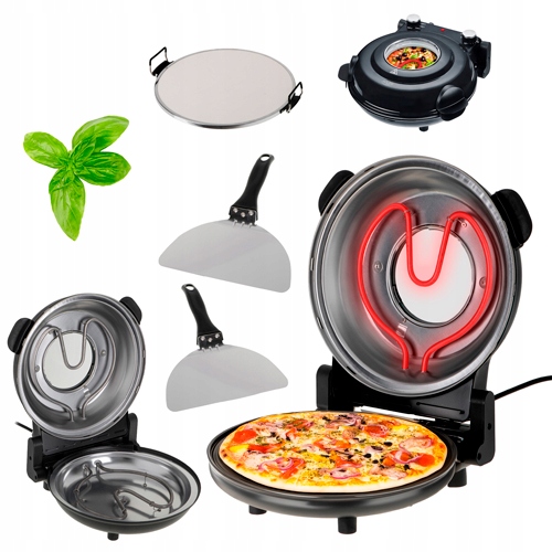 Piec do pizzy elektryczny z kamieniem ceramicznym - 400°C, timer, 1200W AD 6314