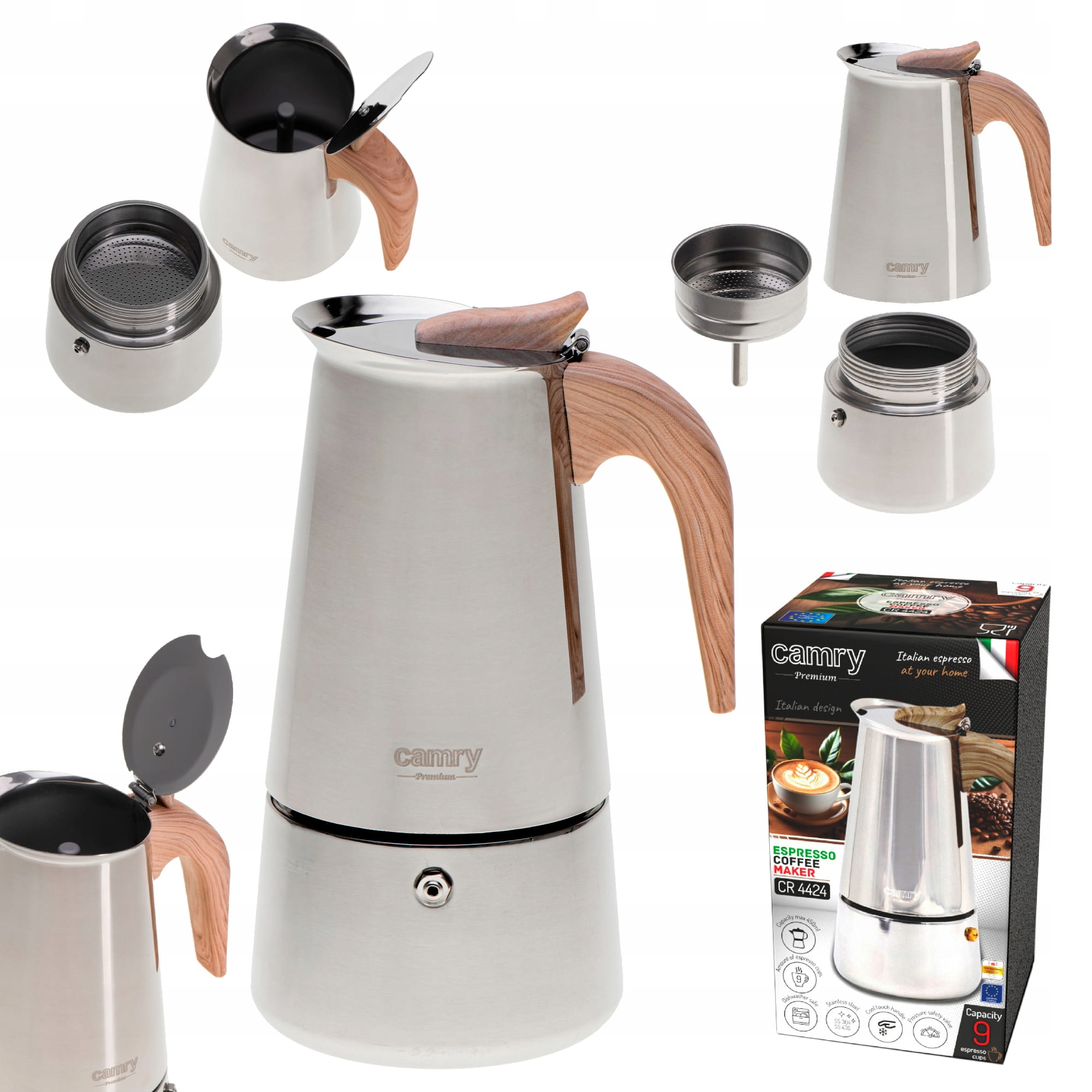 Kawiarka do espresso 450ml na wszystkie kuchenki – Camry CR 4424